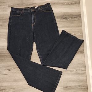 NYDJ Deep Indigo Wide Leg Jeans With Gold Studded Back Pockets Women's  Size 14